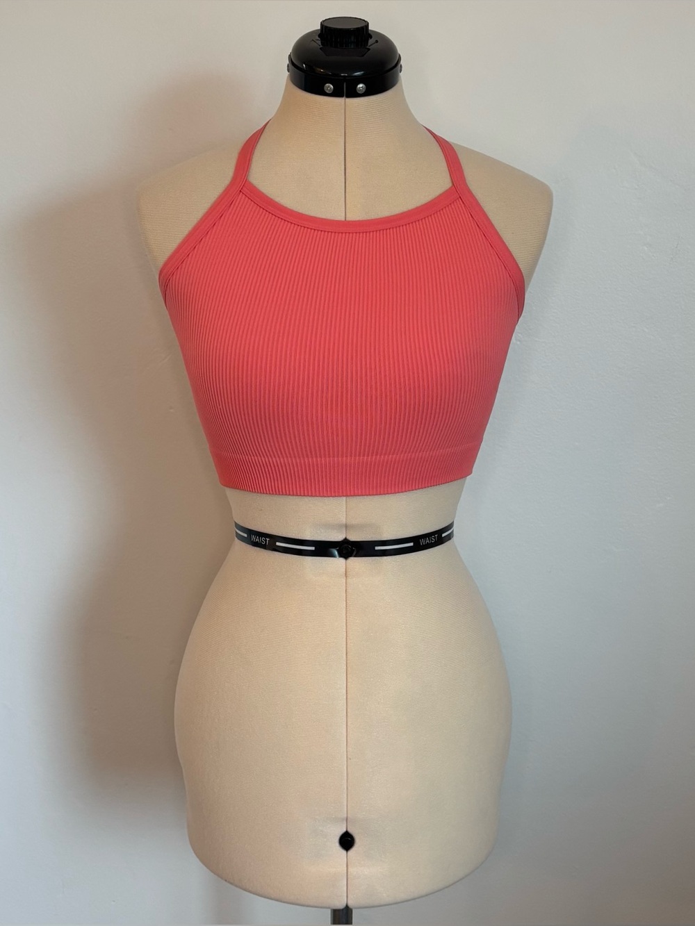 Anthropologie Floreat Watermelon Coral Pink Ribbed Halter Bralette Crop Top XS/S